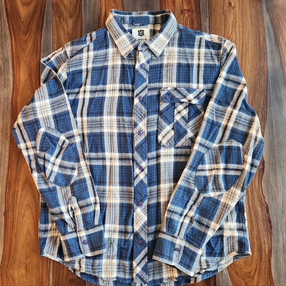 Warm Cozy Flannel Button Down Men's Shirt Plaid XL Cool, Comfortable GUC